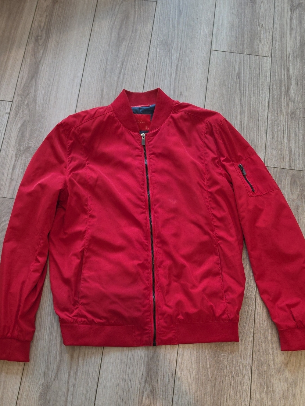 Zara Men's Bright Red Bomber Jacket